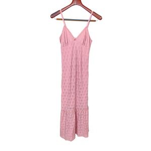 Y2K 90s Dress Sz M Slip Lace Fairy Babydoll Coquette Cottage Maxi Sleeveless